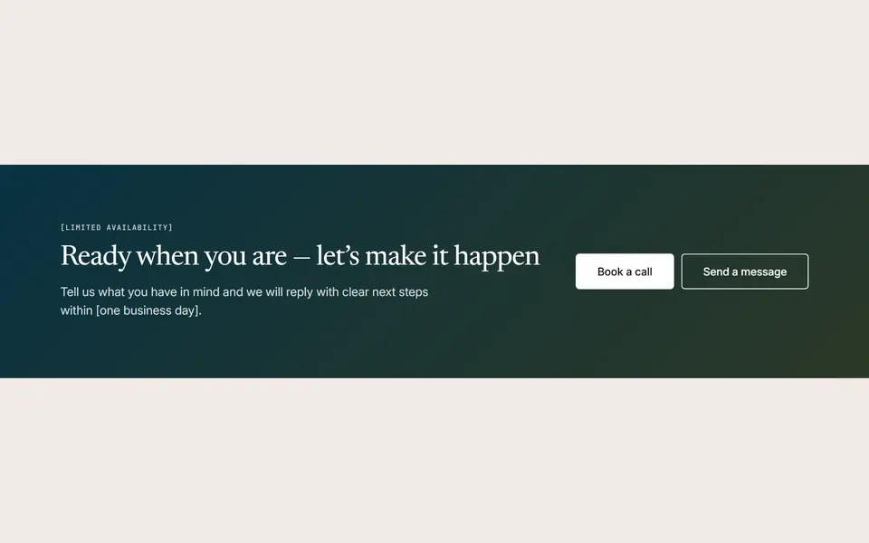 Preview of the “Gradient banner” section pattern with its placeholder content