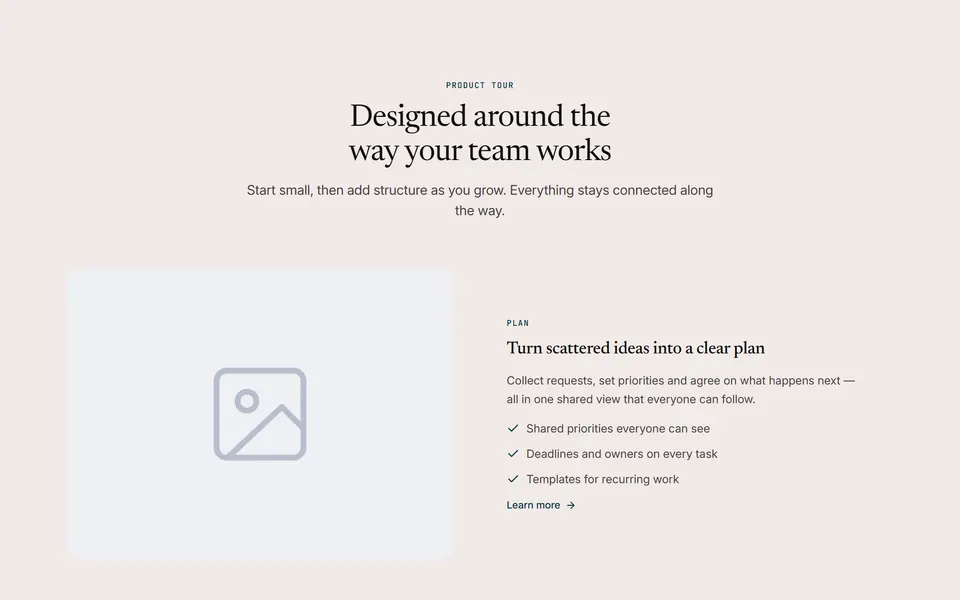 Preview of the “Alternating image and text rows” section pattern with its placeholder content