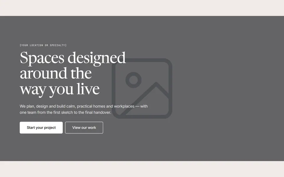 Preview of the “Full-width background image with overlay” section pattern with its placeholder content