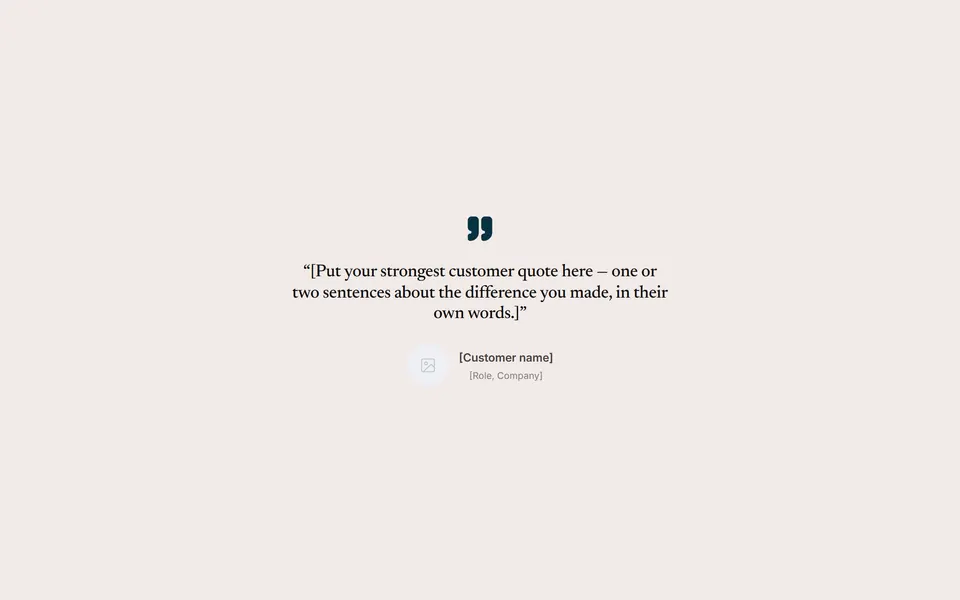 Preview of the “Large single quote” section pattern with its placeholder content